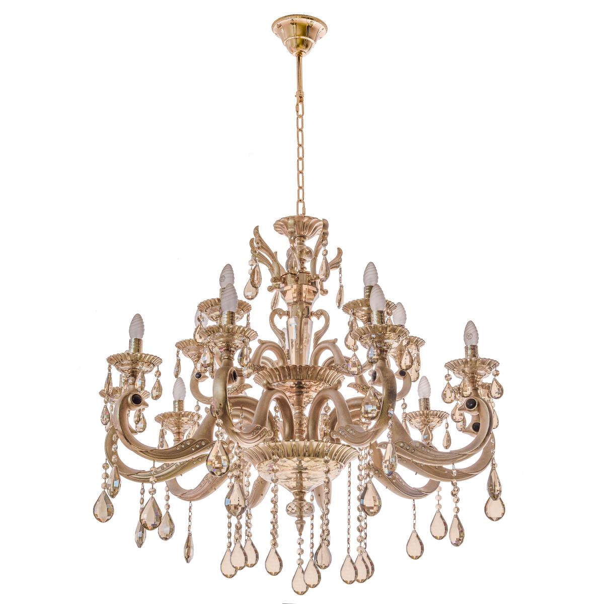 Люстра свеча подвесная прованс большая Brille BCL-369S/15 E14