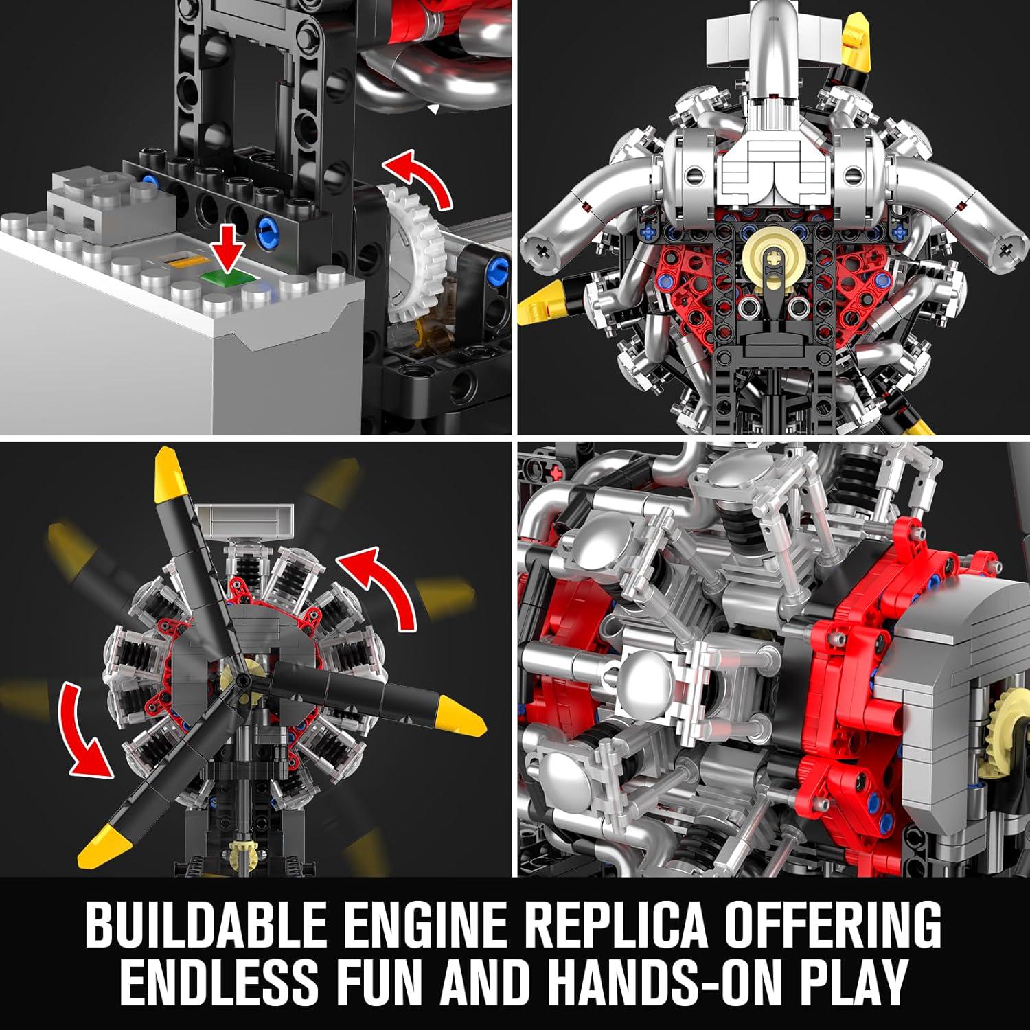 Конструктор Radial Aviation Engine Mould King Двигатель авиационный радиальный моторизованный 1147 дет. (10211) - фото 4 Конструктор Radial Aviation Engine Mould King Двигатель авиационный радиальный моторизованный 1147 дет. (10211) - фото 4