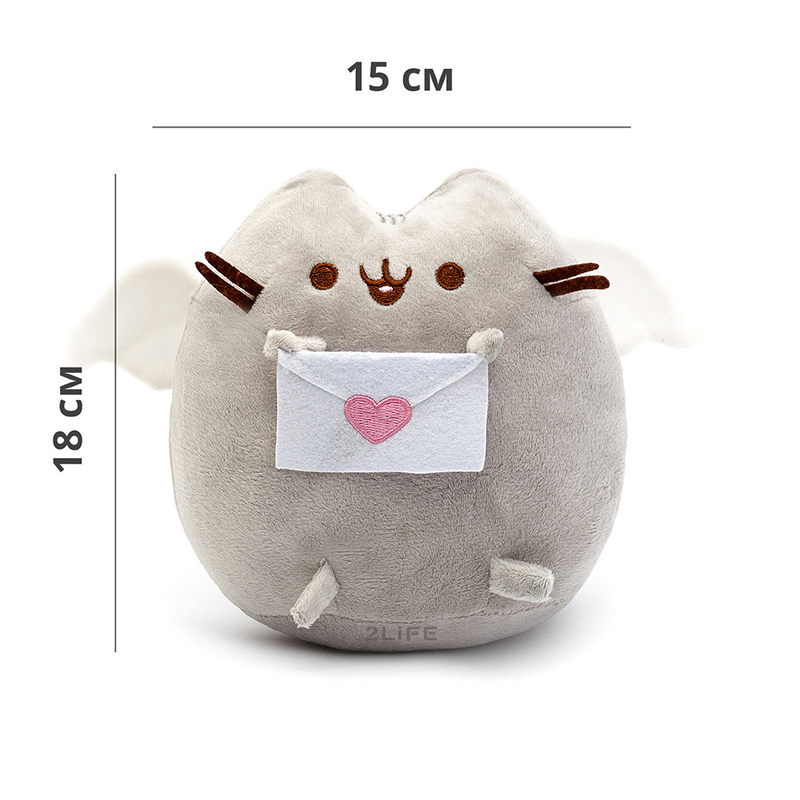 Набор мягкая игрушка кот с листом Pusheen cat 18х15 см с антистрессом Pop It мороженое (n-1791) - фото 2