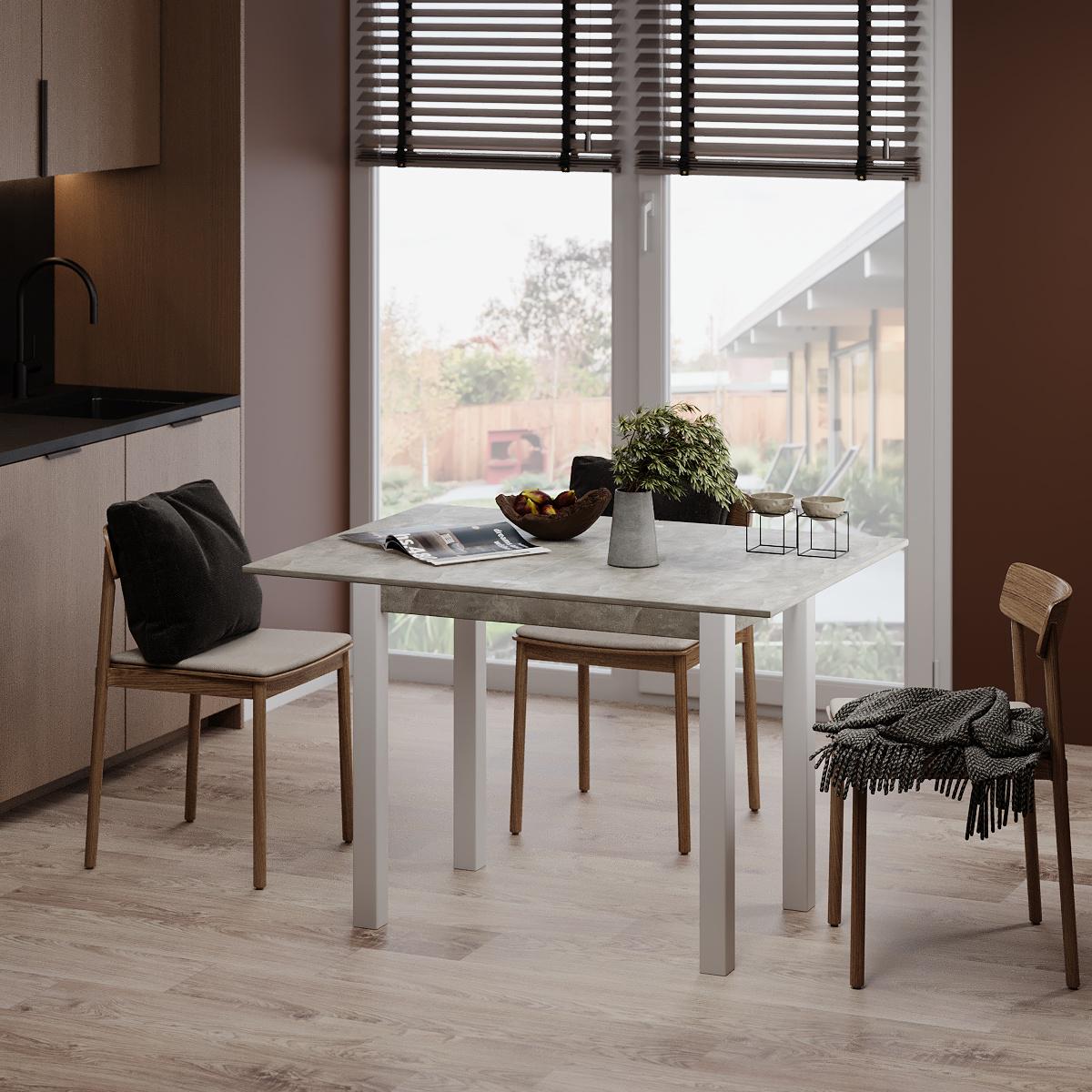 Обеденный стол-трансформер Dinner Glass 900x750x600 мм Ателье светлый/Графитовое стекло - фото 4 Обеденный стол-трансформер Dinner Glass 900x750x600 мм Ателье светлый/Графитовое стекло - фото 4