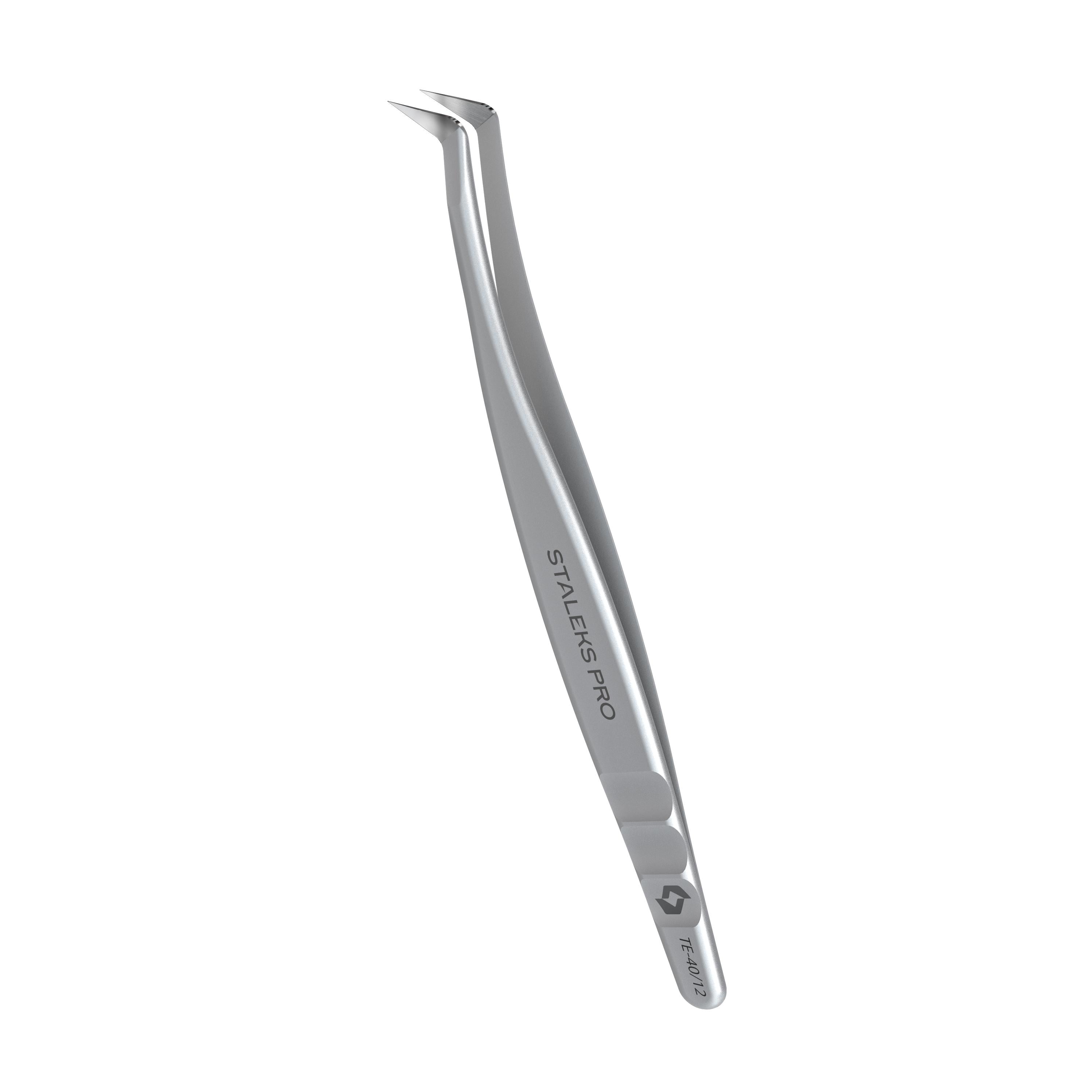 Пинцет профессиональный для ресниц STALEKS EXPERT 40 TYPE 12 L-образный, 65') (TE-40/12)