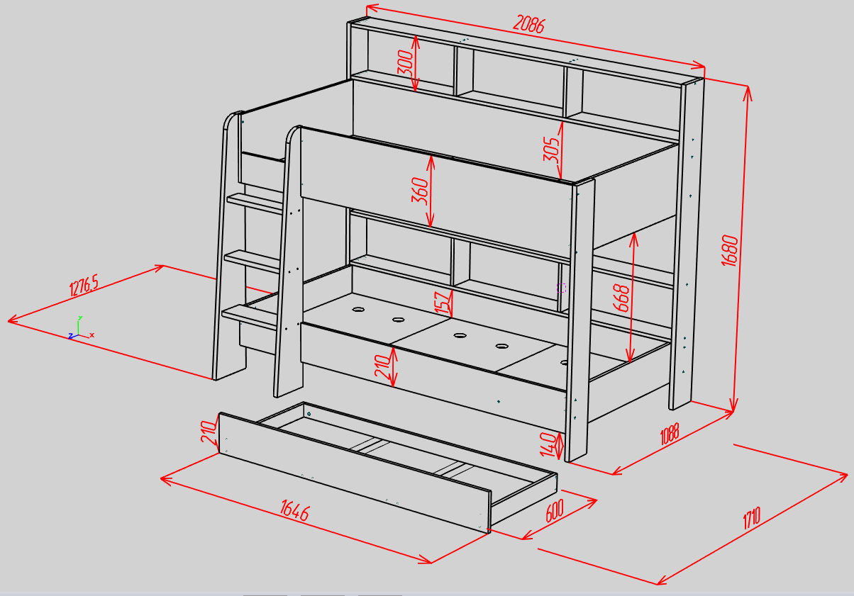 Двухъярусная кровать детская подростковая SWAY Антрацит/Белый (SW8831) - фото 8 Двухъярусная кровать детская подростковая SWAY Антрацит/Белый (SW8831) - фото 8