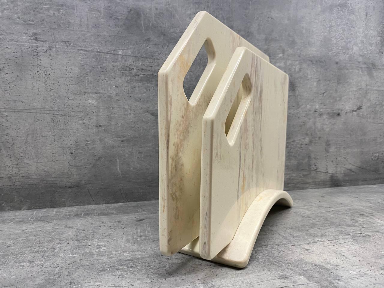 Набір дошок кухонних Pietra Panna зі штучного акрилового каменю на підставці 2 шт. (200) - фото 2 Набір дошок кухонних Pietra Panna зі штучного акрилового каменю на підставці 2 шт. (200) - фото 2