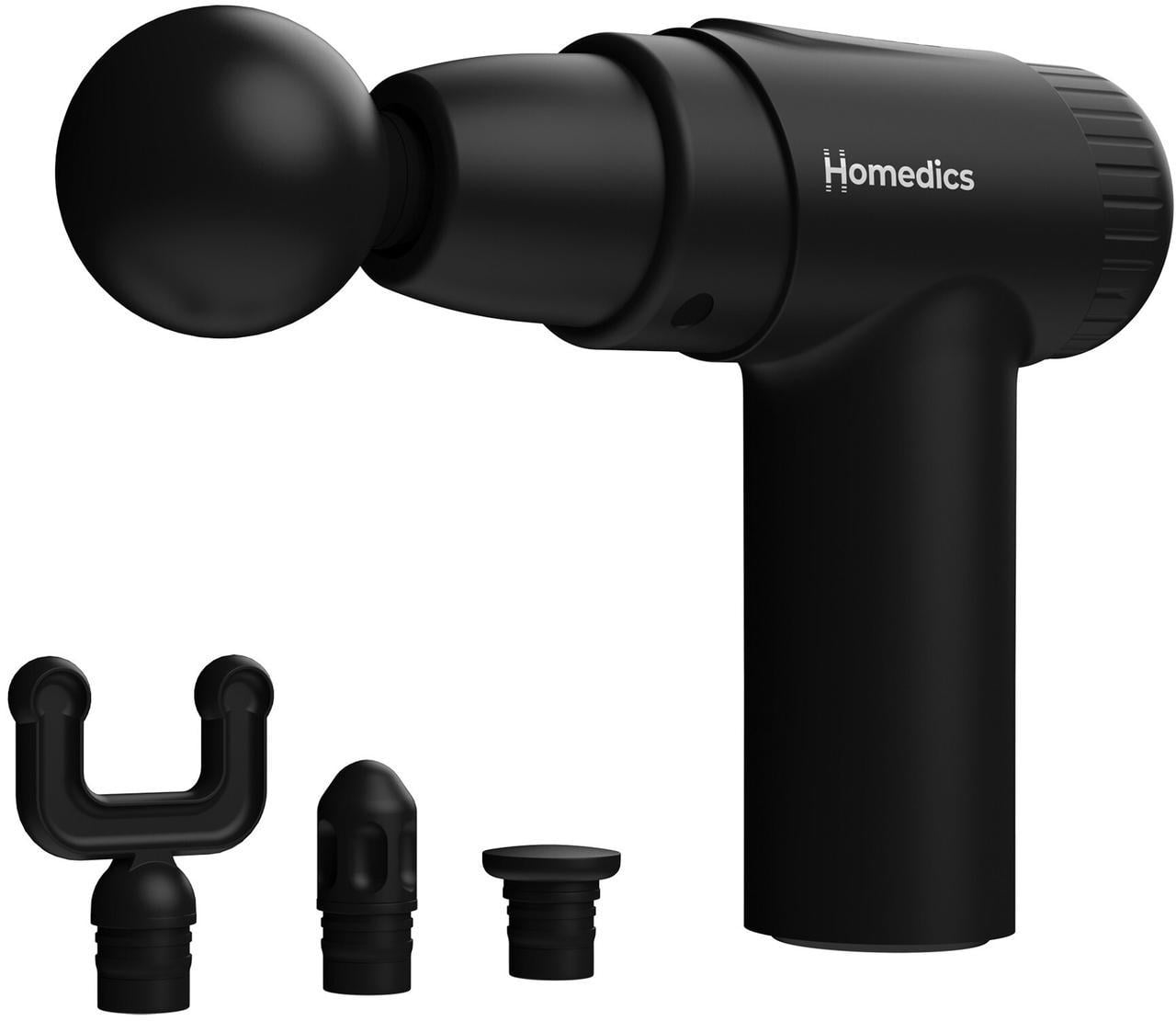 Електромасажер-пістолет HoMedics NOVO перкусійний із підігрівом 4 насадки 6 швидкостей Black (3067814029)