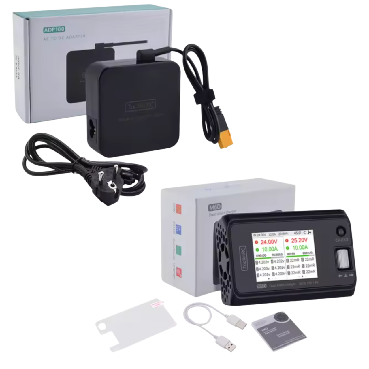 Комплект зарядное устройство ToolkitRC M6D для FPV с блоком питания ToolkitRC ADP100