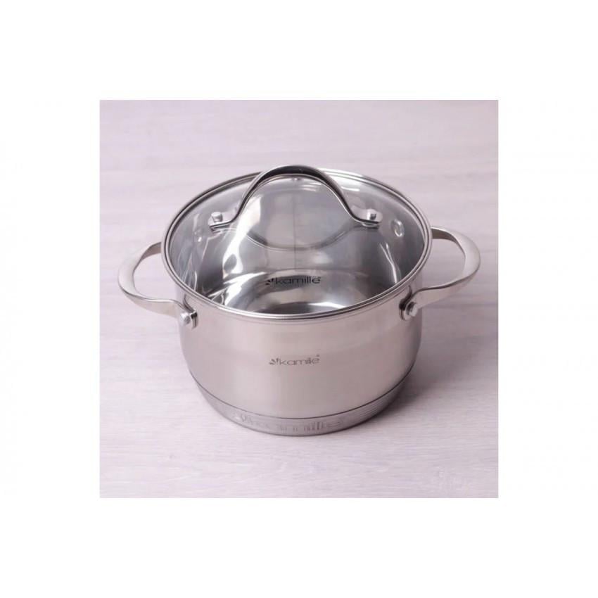 Кастрюля с крышкой Kamille KM-4717S из нержавеющей стали и 7-слойным дном 2,1 л Ø16х10,5 см (1188263414)