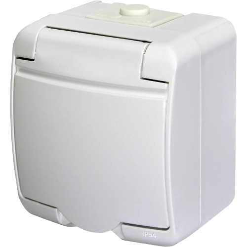 Розетка одинарная ETI Hermetics IP54 с крышкой 16А Белый (4668015)