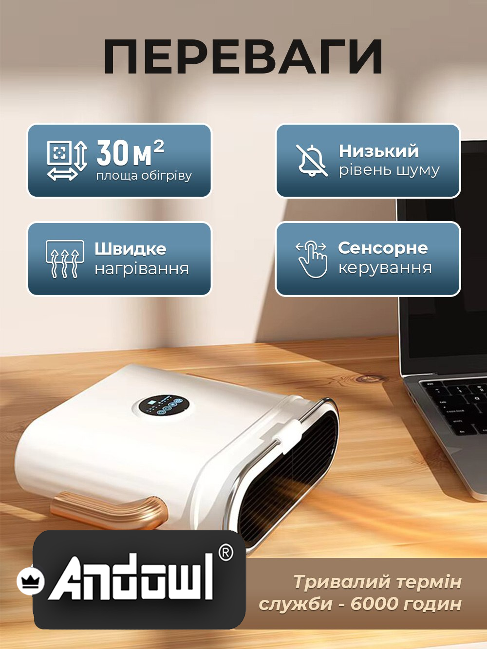 Обогреватель керамический Andowl и полотенцесушитель Q-NF655Х1 настенный для ванной Белый (8b2ffe59) - фото 3 Обогреватель керамический Andowl и полотенцесушитель Q-NF655Х1 настенный для ванной Белый (8b2ffe59) - фото 3