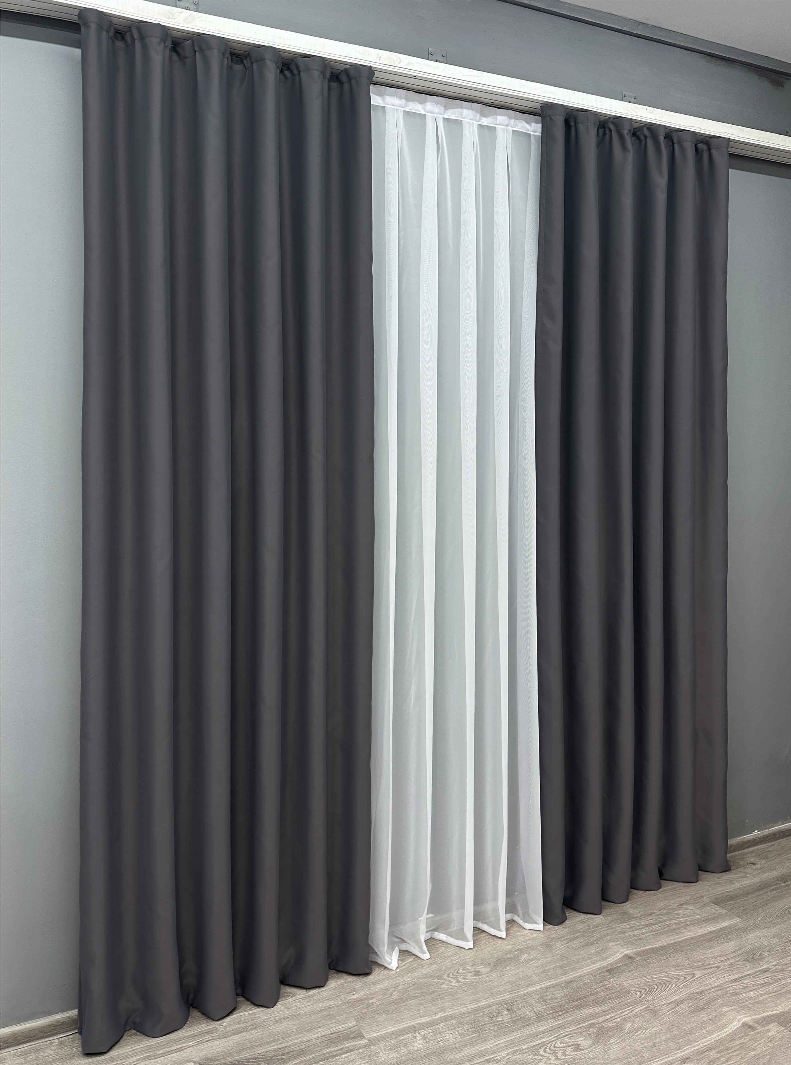 Комплект готовых штор VR-Textil Блэкаут Bagema Rvs №1241ш 150х295 см 2 шт. Темно-серый (33-0620) - фото 3