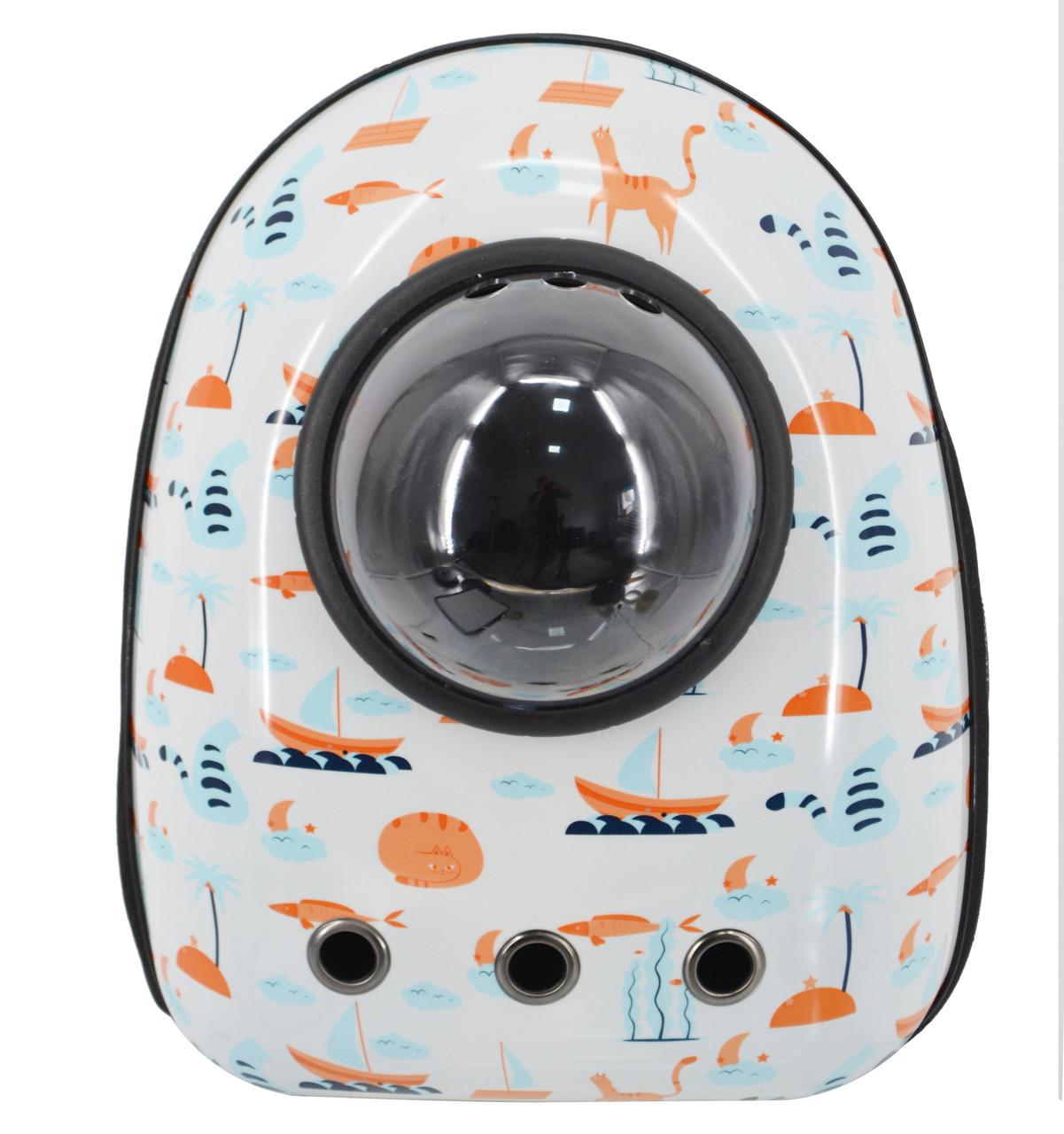 Рюкзак для переноски домашних питомцев CosmoPet CP-87 с иллюминатором 42х31х20 см Boats (3_06373)