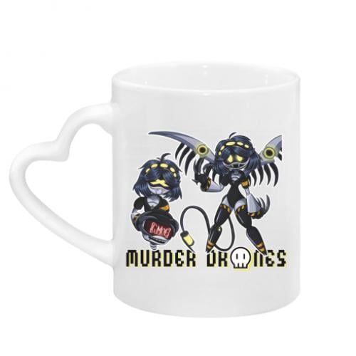 Чашка с ручкой в ​​виде сердца Дроны Убийцы Серийная модель 320 мл Белый (16491139-1-197541)