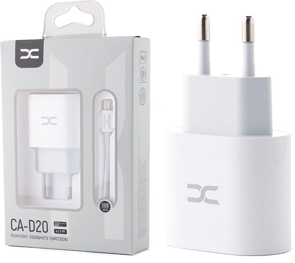 Зарядка швидка DC CA-D20 USB PD 2,4A кабель microUSB White (34878)