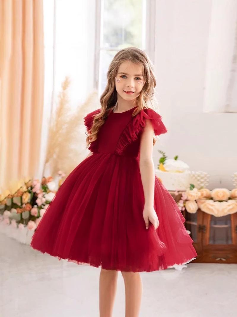 Платье очаровательное для девочек KatyKids Полина из фатина 110 см Винно-красный (11037060600) - фото 1