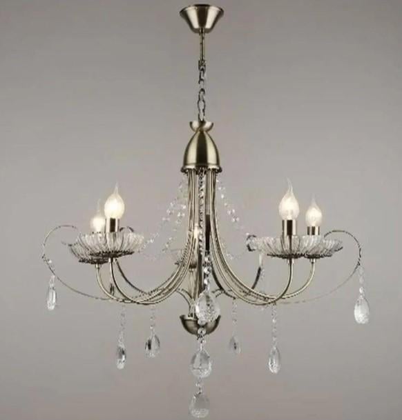 Люстра подвесная Sirius B NH4756/5 с хрустальными подвесами под пять ламп Е14 IP20 Бронзовый (00000139971)