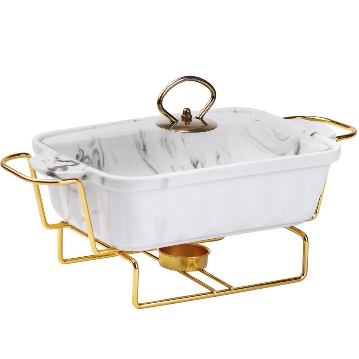 Мармітниця керамічна прямокутна 1 л Мармуровий (HP1028)