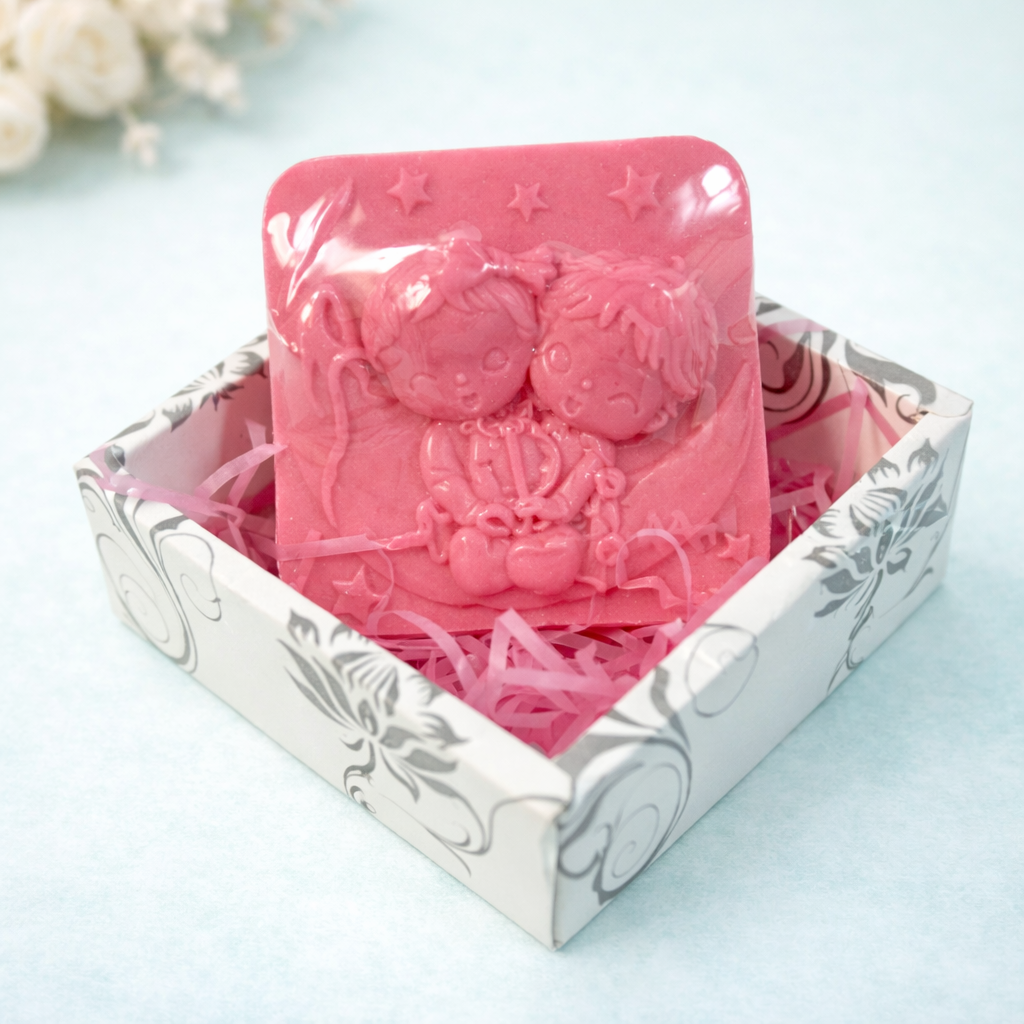 Мыло сувенирное квадратное Парочка Розовый Мыло сувенирное квадратное Парочка Розовый