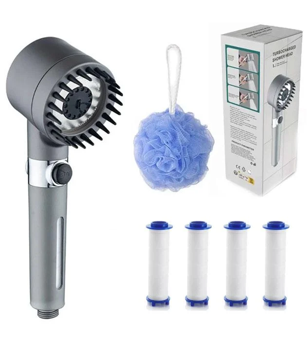 Лійка для душу масажна з фільтром 4 шт. та мочалкою (29094942)