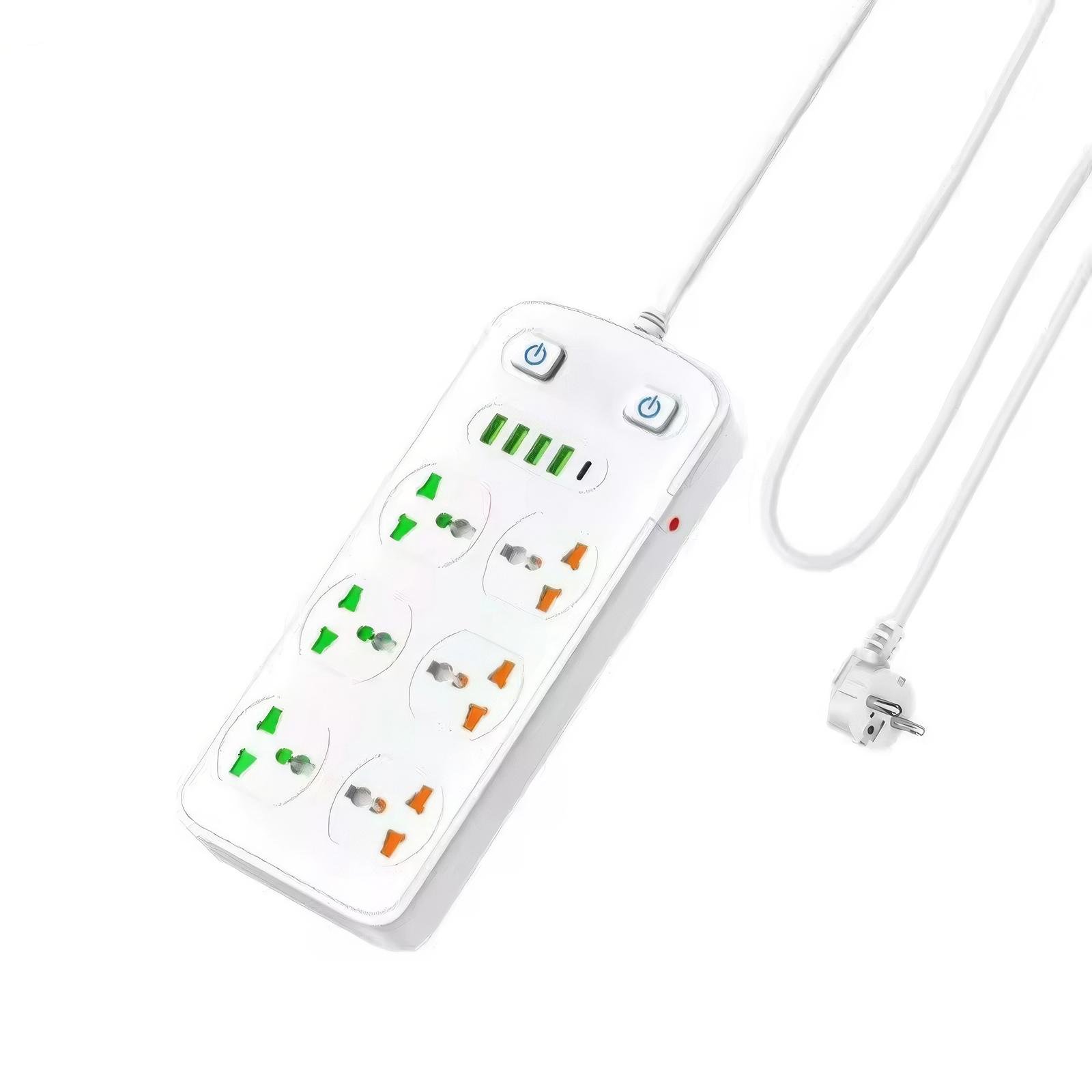 Подовжувач мережевий Power Socket AR-CP05 з USB портами на 6 розеток Білий (1010943-White)