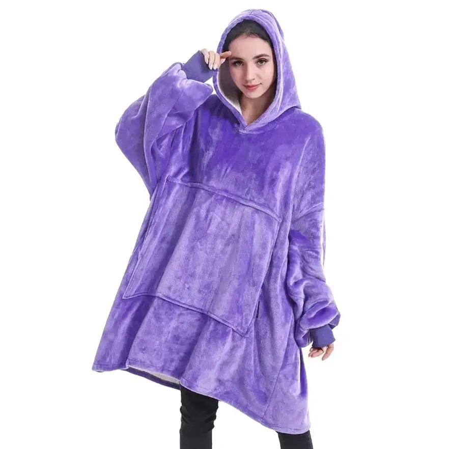 Толстовка плюшевая с капюшоном и рукавами 81х70 см one size Фиолетовый