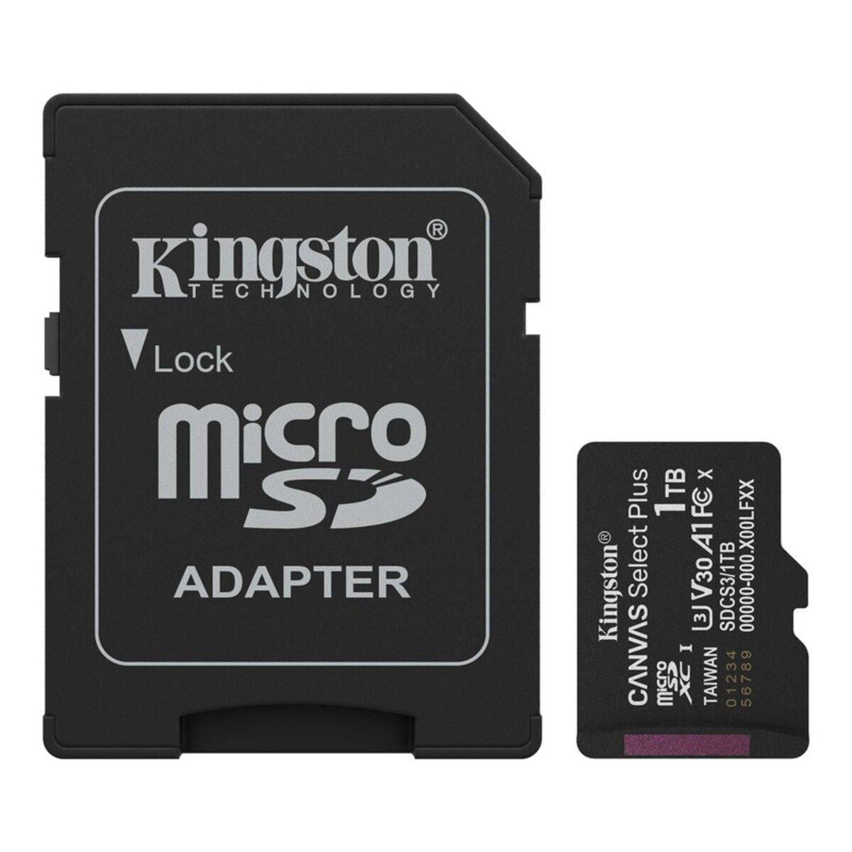 Карта памяти Kingston Canvas Select Plus Gen3 1Tb microSDXC UHS-1 U3 class 10 A1 V30 R-150MB/s adapter SD (SDCS3/1TB)