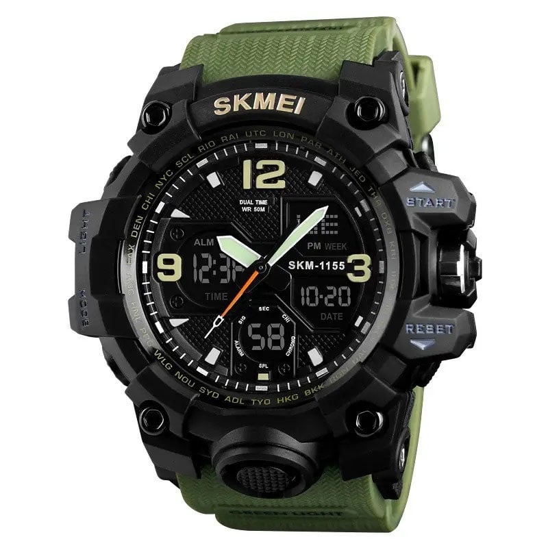 Часы наручные мужские Skmei 1155BAG противоударныe Green (tf4628)