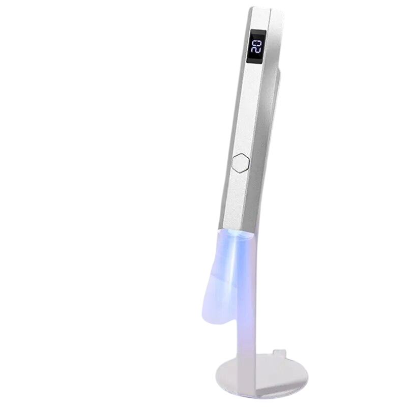Лампа UV/LED 7 для сушки ногтей на аккумуляторе и магнитной подставке Серебряный