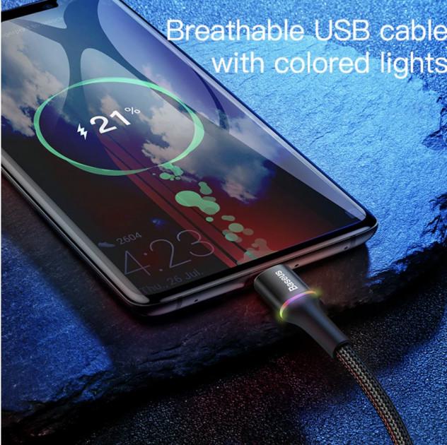 Кабель USB Type-C Baseus з підсвічуванням 2 м Чорний - фото 6 Кабель USB Type-C Baseus з підсвічуванням 2 м Чорний - фото 6
