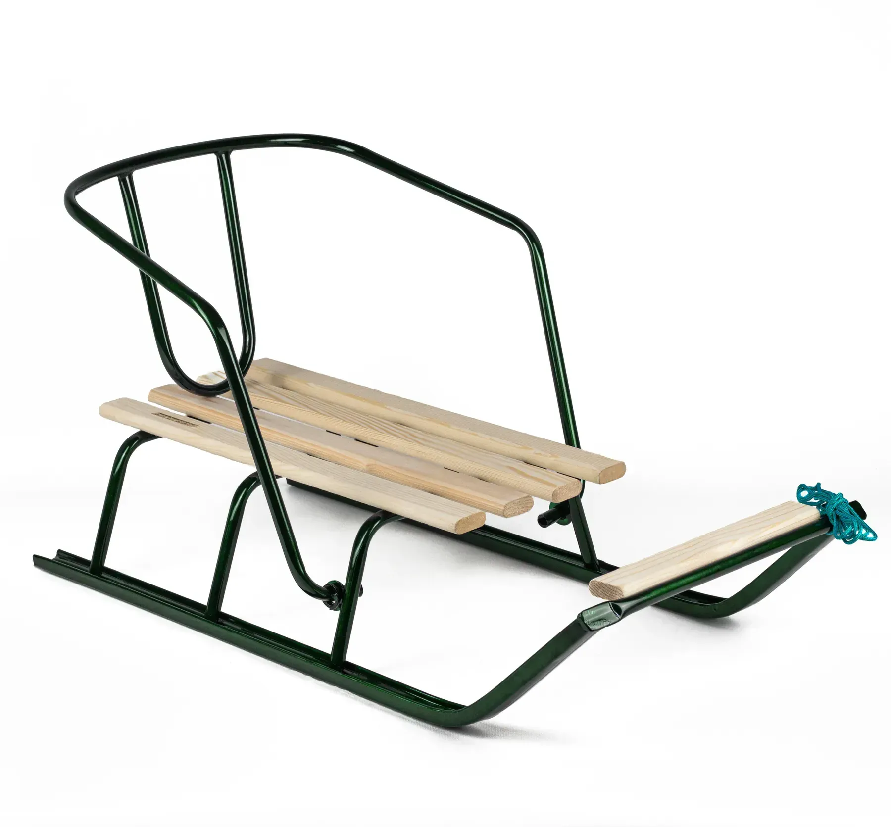 Санки дитячі Супутник зі спинкою з металу та дерева 73x38x41 см Зелений (150-98-SS102)