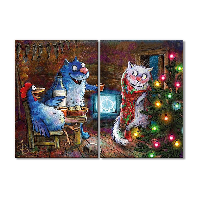 Модульная картина Приглашение встретить Новый год 2 модуля общий размер 30х45 см (_rinaz_20162225003)