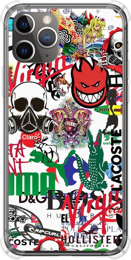 Чехол на iPhone 11 Pro Max Many different logos (4022sp-1723-42517)
