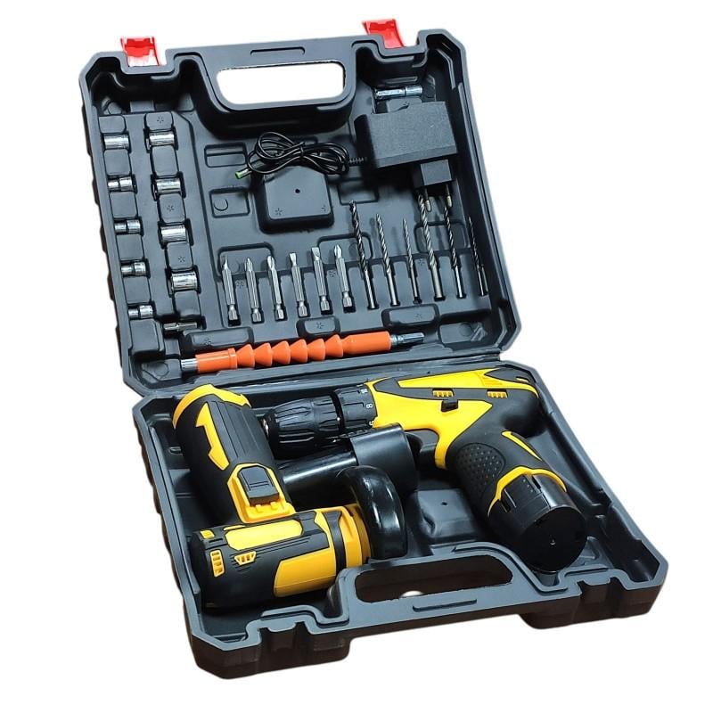 Набір акумуляторного інструменту Мініболгарка та шуруповерт 12V 2 АКБ Жовтий (32406874)