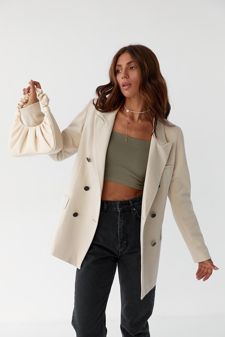 Пиджак двубортный M Бежевый (9528677) - фото 6 Пиджак двубортный M Бежевый (9528677) - фото 6