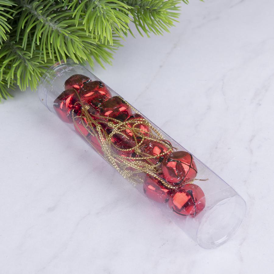 Набір дзвіночків металевих 1,5 см 12 шт. Червоні в тубусі (8308-1)