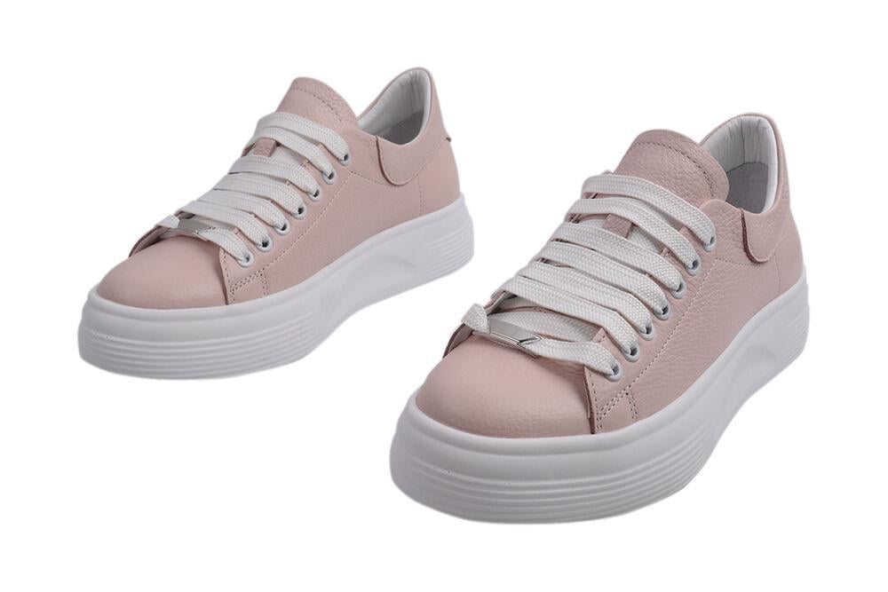 Кеди жіночі Kento зі шкіри на низькому ходу на шнурівці Рожевий (51-21DTC 36) - фото 5