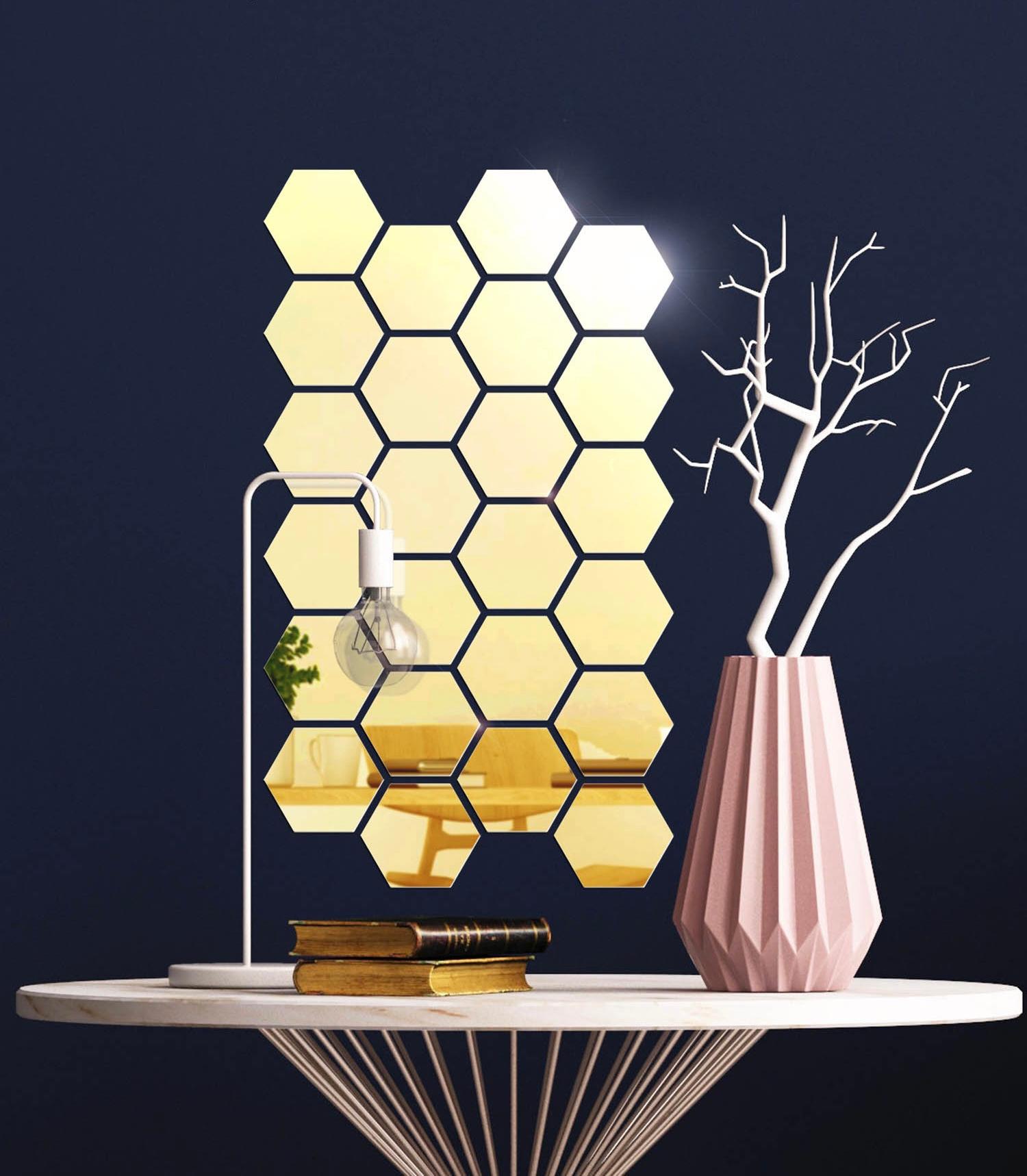 Наклейка интерьерная зеркальная Соти-127 на стену 12,7х11 см 12 шт. Золотой (21994216)