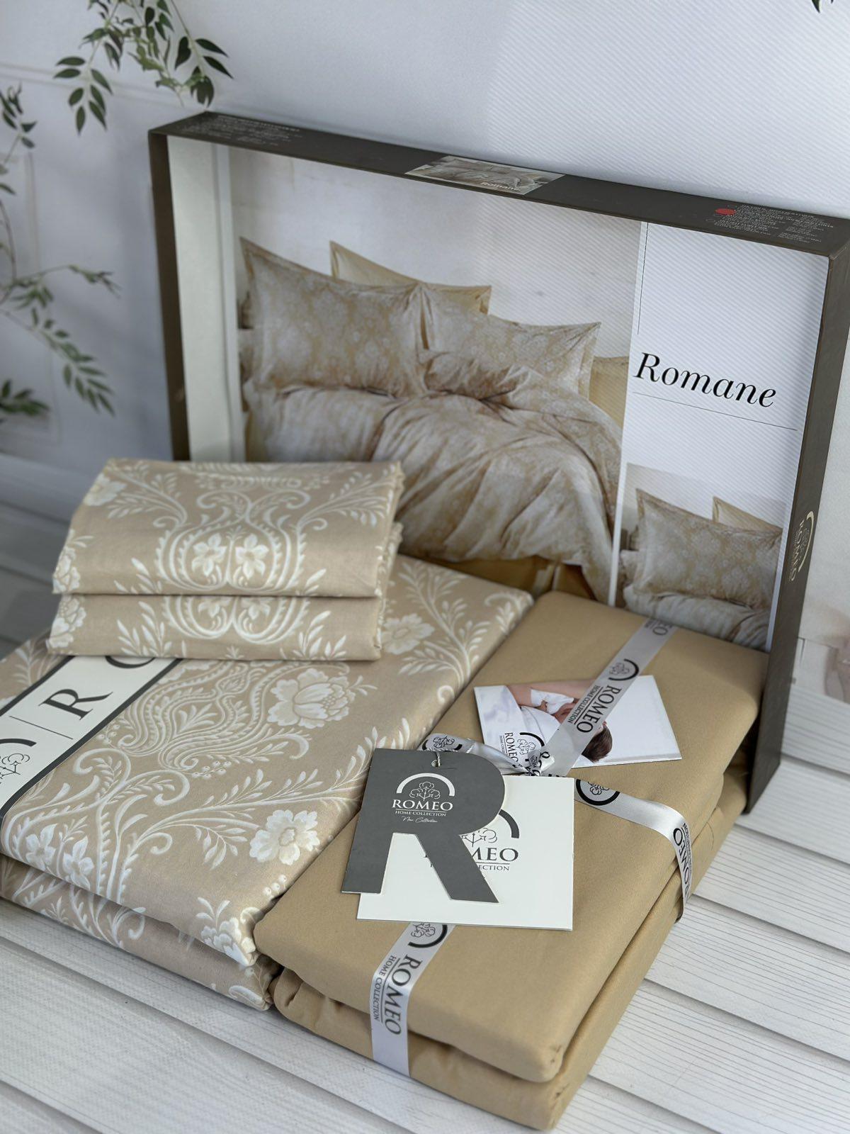 Комплект постільної білизни Romane Вензель поплін Євро Бежевий (Romane1) - фото 3 Комплект постільної білизни Romane Вензель поплін Євро Бежевий (Romane1) - фото 3