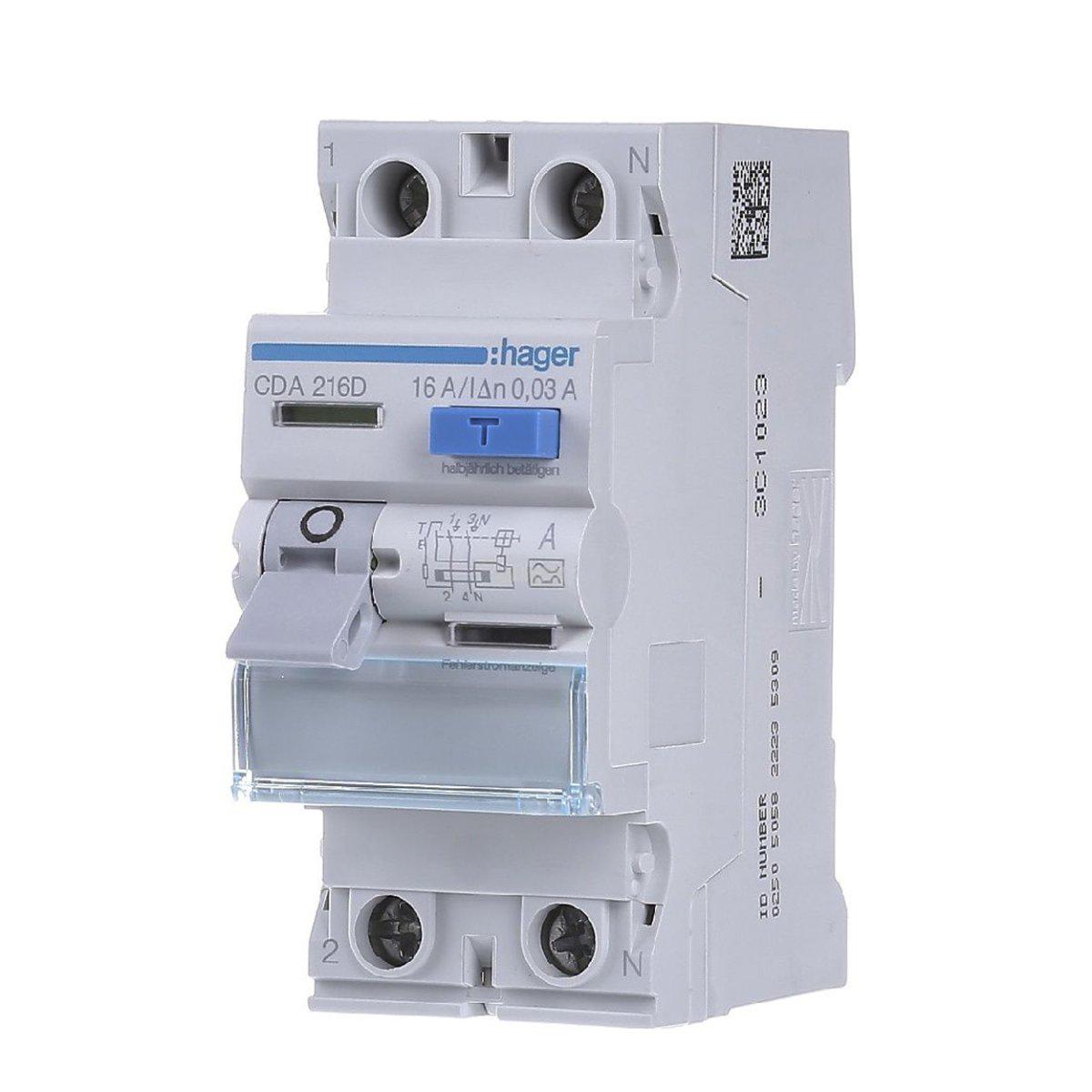 Устройство защитного отключения Hager CDA216D 2P 16A 30 mA тип A (00000045925)