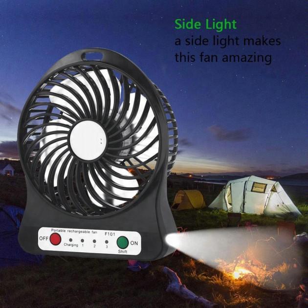 Вентилятор портативний Handy Mini Fan акумуляторний 18650 міні з ручкою USB 10 см Чорний (11203510) - фото 6