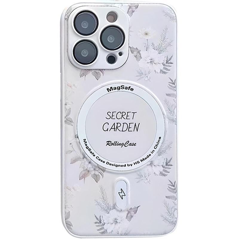 Противоударный TPU+PC чехол Secret Garden with MagSafe для Apple iPhone 16 Pro (6.3") White