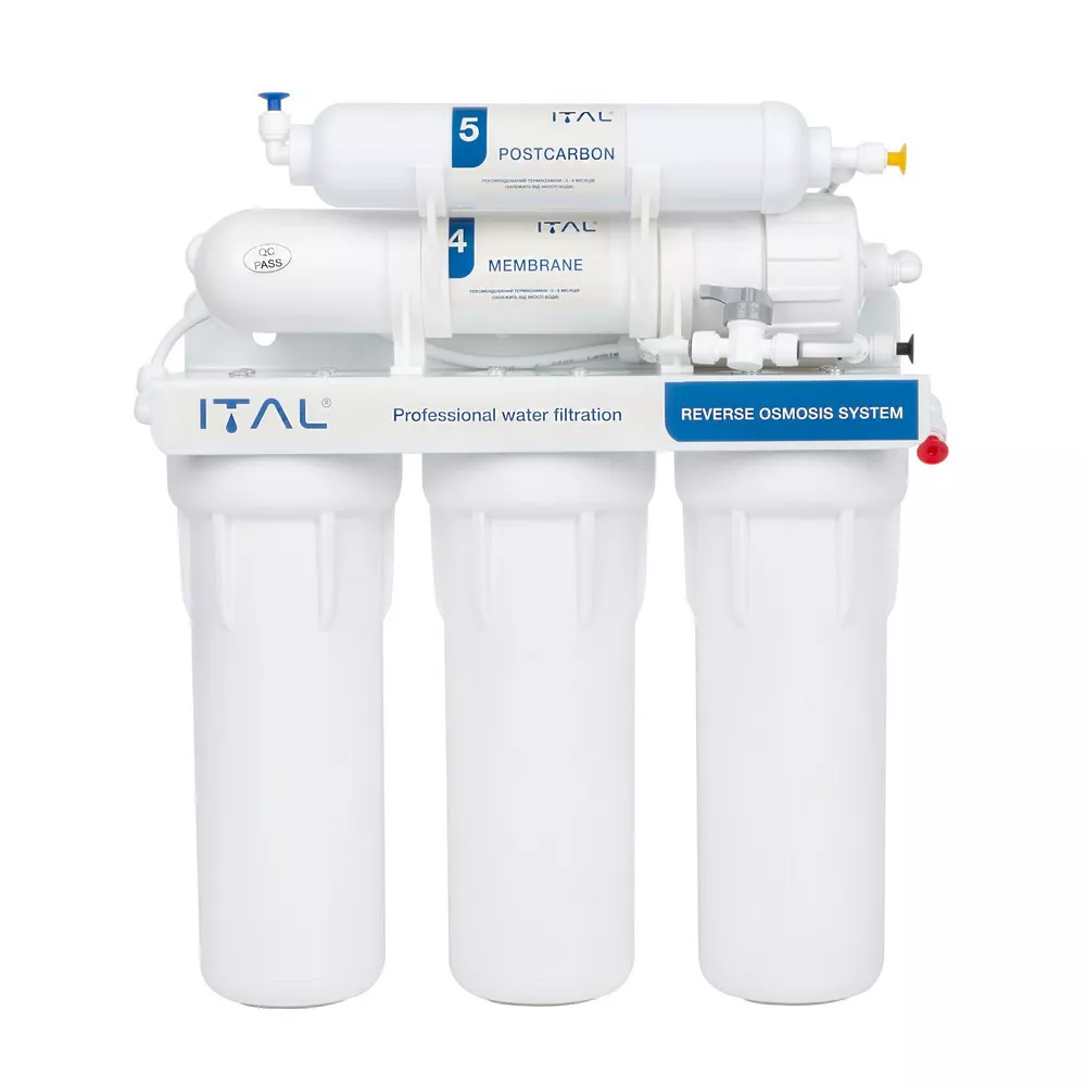 Система обратного осмоса 5 ступенчатая с пластиковым баком и комплектом картриджей без насоса (IT-RO-75)