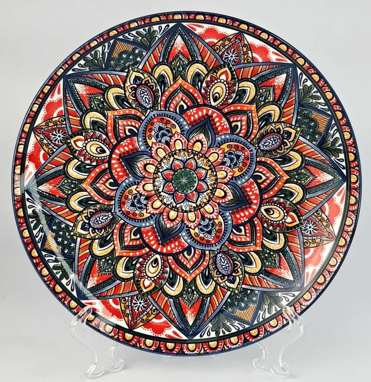 Тарелка керамическая Барвы с узорами 22x2 см Синий (OS-8030-452)