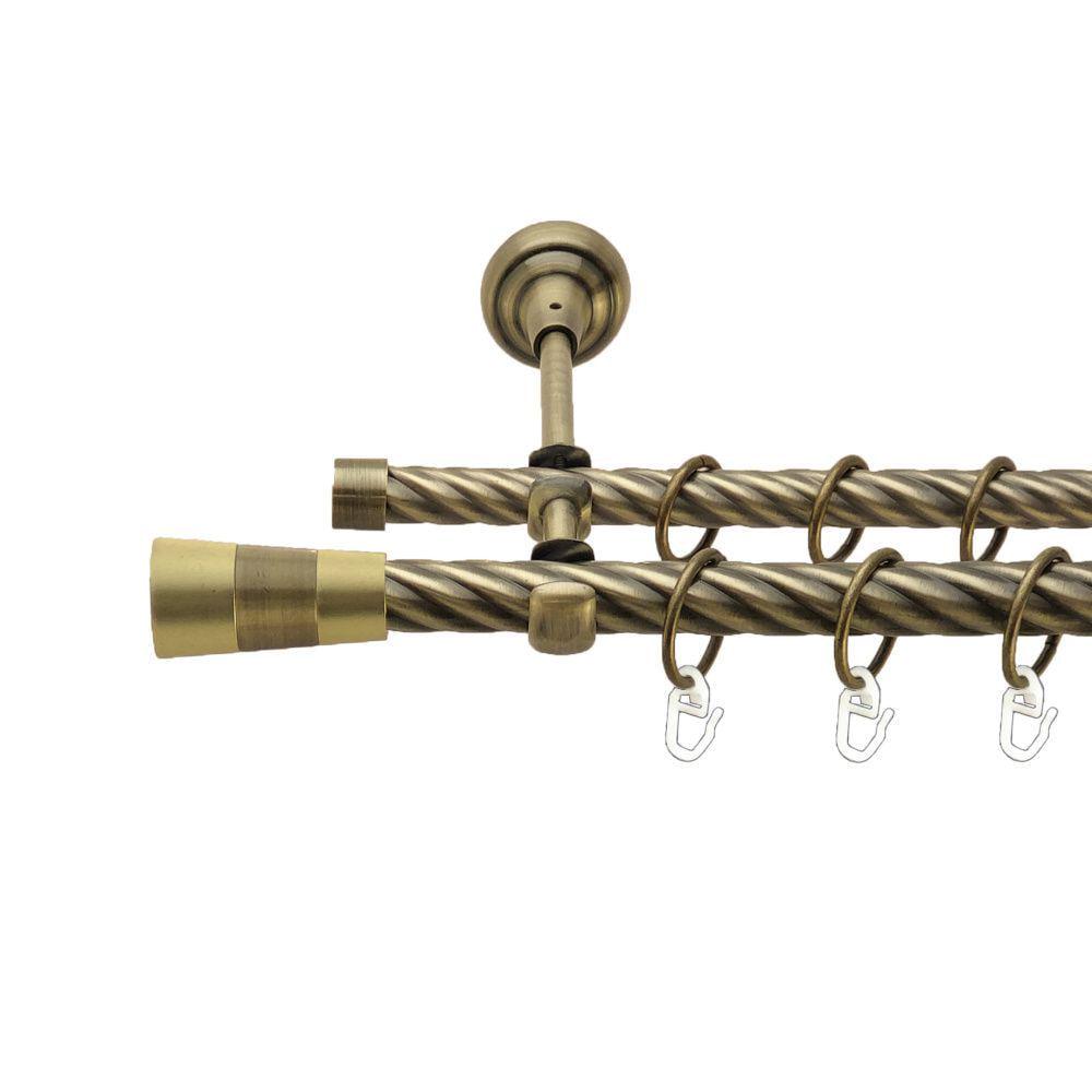 Карниз металлический Orvit Валео двухрядный открытый/скрученная труба/кольцо металлическое Антик 19/16 мм 200 см (00-00022028)