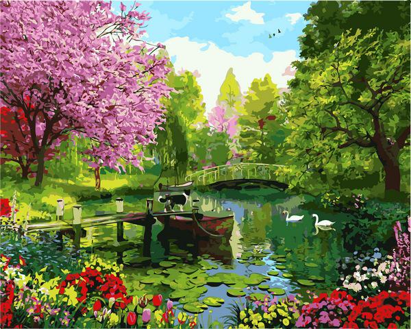 Картина по номерам Mariposa "Вишневый сад" 40x50 см (MR-Q2196)