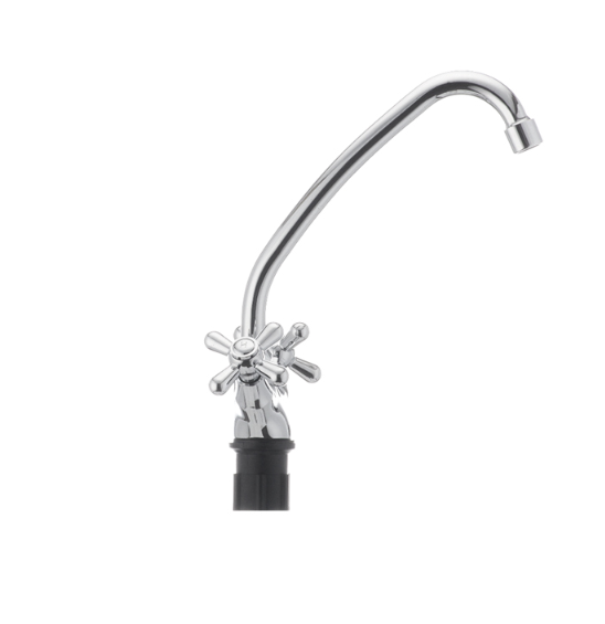 Смеситель для кухни Cron TEOREMA-271 высокий с двумя вентилями цинковый сплав Хром (b-CR0833) - фото 3