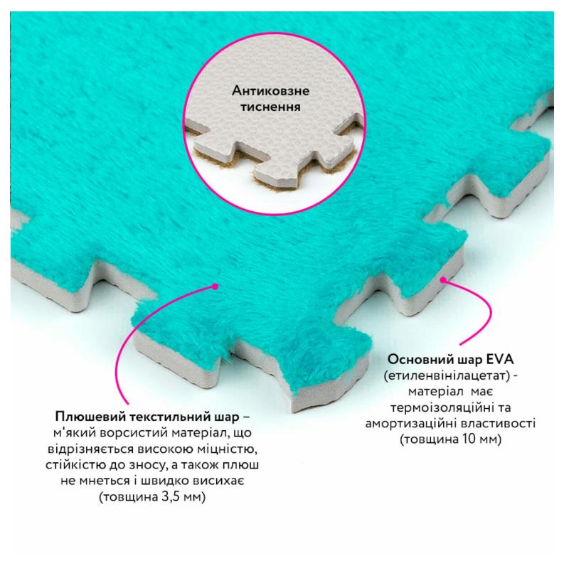 Коврик-пазл плюшевый Sticker Wall SW-00002088 30х30х1 см Мятный (27051100) - фото 7 Коврик-пазл плюшевый Sticker Wall SW-00002088 30х30х1 см Мятный (27051100) - фото 7