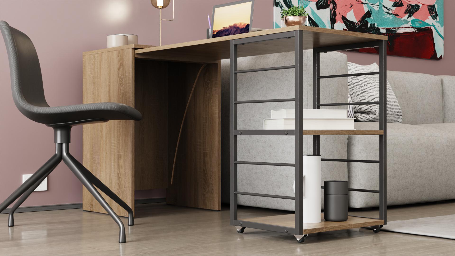 Стол-тумба трансформер Ferrum-decor Смарт 2/1 металл/ДСП 16 мм 750x1450x500 мм Черный/Сосная Кембра (FRD-105097) - фото 2 Стол-тумба трансформер Ferrum-decor Смарт 2/1 металл/ДСП 16 мм 750x1450x500 мм Черный/Сосная Кембра (FRD-105097) - фото 2