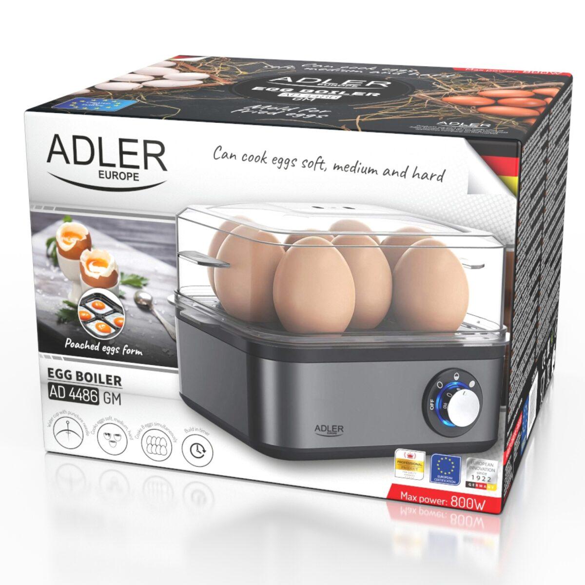 Яйцеварка Adler AD 4486 Gun Metal металева на 8 яєць (29918248) - фото 13 Яйцеварка Adler AD 4486 Gun Metal металева на 8 яєць (29918248) - фото 13