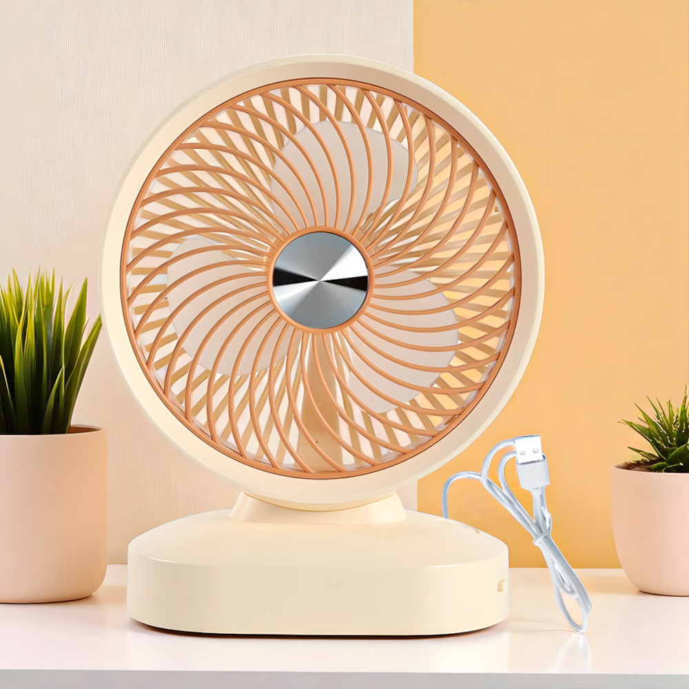 Вентилятор портативный настольный на аккумуляторе 1200 мАч USB-Type C 3 режима 5 Вт Кремовый (27434606)