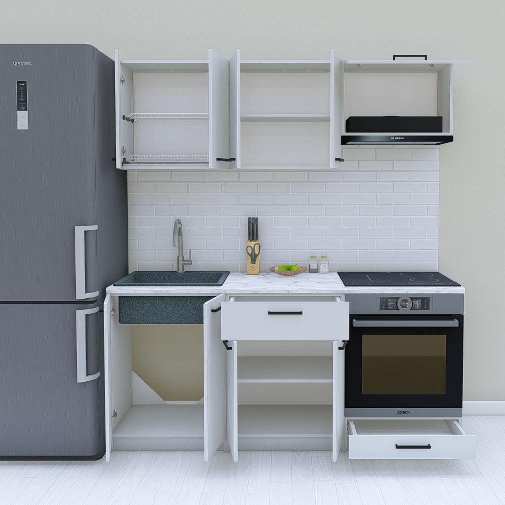 Кухня модульная готовая компактная 1,8 м 180 см Светло-серый (МП40) - фото 2 Кухня модульная готовая компактная 1,8 м 180 см Светло-серый (МП40) - фото 2