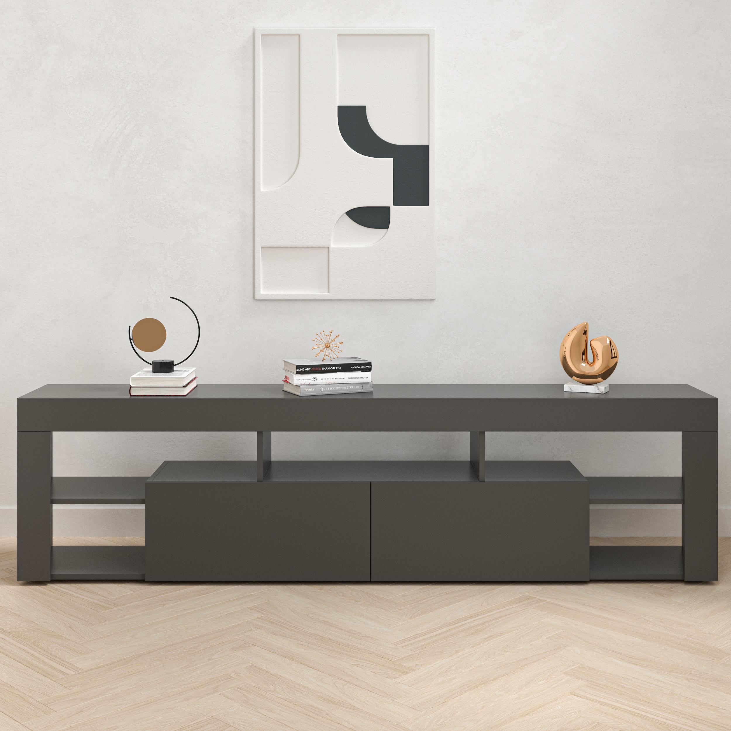 Тумба под телевизор с полками K-200 2000х320х506 мм Антрацит